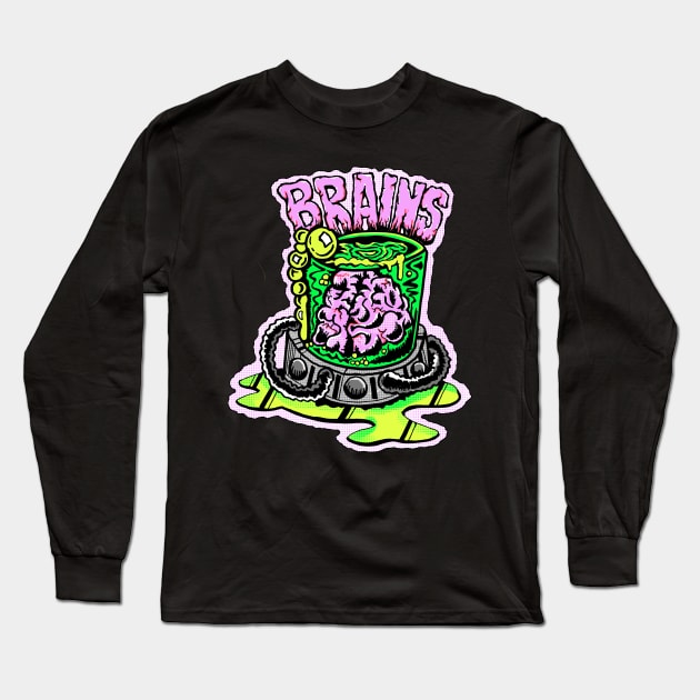 Brain Jar Long Sleeve T-Shirt by PungentBasementArt